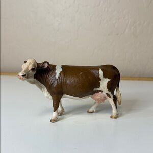 ‘08 Shleich Brown and White Cow Figurine